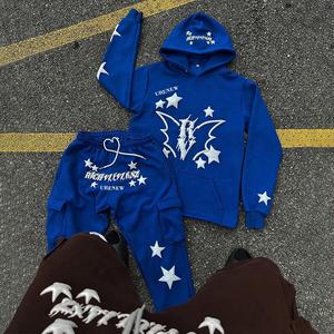 ชุดวอร์มกางเกงมีฮู้ดสำหรับผู้ชายกางเกงวอร์มไม่มีช่องว่างพิมพ์ลายโลโก้ Custom2025ใหม่ - Product Image 4