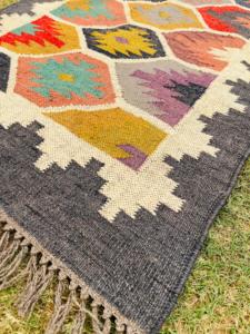 Tissé à la main Jute/laine tapis Flatweave usage domestique tapis sur mesure indien en Inde adulte médaillon Rectangle maître Arts pile plate - Product Image 4