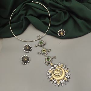 Meilleure vente du fournisseur indien direct MIRZA haute qualité oxydé deux tons cravate Hasli collier boucles d'oreilles à la mode boucles d'oreilles - Product Image 1