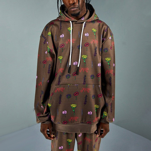 Conjunto de chándal con capucha transpirable personalizado para hombre estampado transpirable de talla grande para la temporada de invierno logotipo frontal cierre con cordón - Product Image 3