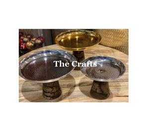 Ensemble de 3 présentoirs à dessert au chocolat de forme ronde dans un support à gâteau en bois avec base en aluminium à un prix abordable - Product Image 4