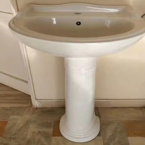 Lavabo Vistaar de la serie Capri de 25x20 Con pedestal, soporte para lavabo, producto sanitario de baño de cerámica de India - Product Image 6