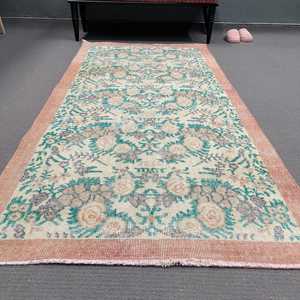 Alfombra Turca de 3.3x6.9 pies, Alfombra Vintage Decorativa, Alfombra Azul de Lana Marroquí - Product Image 2