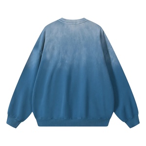 Sweat-shirt en molleton délavé pour hommes et femmes, coupe oversize, col rond vintage, streetwear, impression de logo personnalisé, usine OEM ODM, collection Printemps Soleil 2027 - Product Image 4