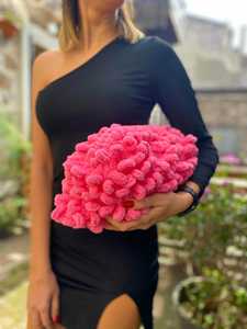 Hecho a mano elegante para Pink Crochet Cloud Fluffy Pouch monedero mujer Shaggy Clutch bolso de mano tejido a mano Puffy Bag - Product Image 2