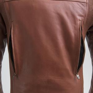 Veste en cuir de motard vintage pour homme, en cuir véritable, rembourrée - Product Image 3