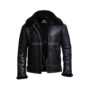 Vestes en cuir d'aviation pour hommes RAF B3 en véritable peau de mouton, doublure chaude en fourrure, veste en cuir d'aviateur, OEM - Product Image 1