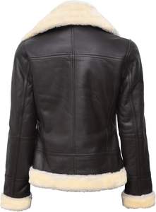 Lujosa chaqueta de cuero para mujer, chaqueta bomber recortada de piel de cordero con cremallera frontal con exquisita chaqueta de cuero de oveja - Product Image 3