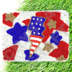 Belle et à la mode Seed Beaded Coin Pouch Wallet Accessory Design élégant avec Seeing Stars - Product Image 4