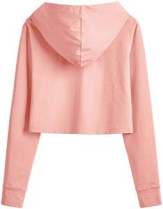 Sudaderas cortas de algodón 100% para mujer de último diseño, bajo índice, buen Material, servicios OEM, buena venta de sudaderas con capucha cortas para mujer - Product Image 2