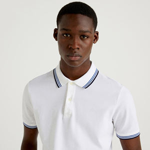 2024 hommes Cool couleur unie col montant pour Polo T-shirt haute coupe ajustée décontracté à manches courtes formel Jersey chemises imprimé tissu - Product Image 4