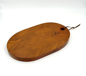 Planche à découper en bois avec poignée en cuir et 2 spatules, finition naturelle, pour la maison et les restaurants, au meilleur prix - Product Image 3