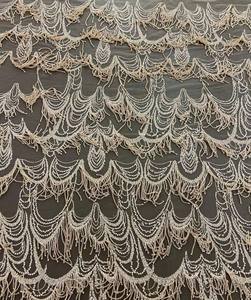 Richly adorned evening lace. Abstract pattern with beaded <b>fringes</b>. High-quality craftsmanship, perfect for evening gowns - Product Image 1