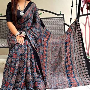 Sari en mousseline imprimé, doux et luxueux, à la mode, idéal pour les vêtements traditionnels indiens - Product Image 5