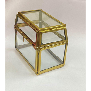Caja de Joyería Rectangular de Vidrio Transparente Hecha a Mano, Marco de Metal Dorado, Organizador Decorativo de Baratijas, Regalo de Boda, Decoración del Hogar, Vitrina - Product Image 4