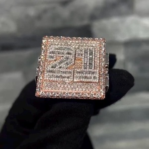 VVS Moissanite <b>Diamond</b> Sparkling Hip Hop 925 Sterling Silver Rhodium Plated Custom Letter Unisex Wear <b>Ring</b> - Product Image 1