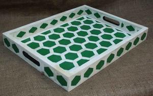 Plateau de service en nacre et incrustation d'os floral personnalisé de qualité supérieure, plateau en bois naturel fabriqué à la main pour la maison, l'hôtel - Product Image 2