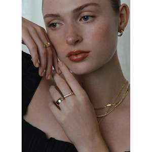 Porter Fashionable Vintage <b>Ring</b> with Inlay Gold and Rose Gold Plated Trendy Number Shape 18K Rhodium for Children - Product Image 5