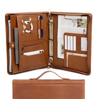 Excellent design portefeuille en cuir véritable pour hommes coussin juridique Padfolio presse-papiers dossier avec poignée étui de transport en PVC