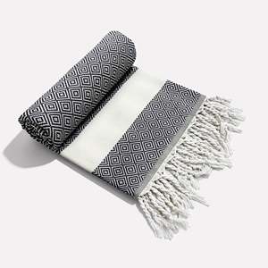 Toalla de Playa de Algodón Turco Bordada con Diseño Personalizado Serene Weave, Ligera, de Secado Rápido, con Patrón de Rayas y Logotipo, Certificada por GRS - Product Image 1