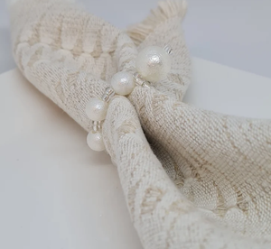 Rond de serviette perles rides blanches Perles acryliques Porte-serviette unique Rond de serviette - Product Image 3