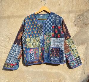 Kantha-Manteau en coton avec patchwork floral, veste réversible pour femme, tenue d'hiver bohème, fait à la main, cadeau pour les proches - Product Image 5
