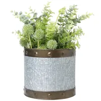 Maceta de hierro para uso de decoración navideña en moq bajo Acabado rústico Hecho a mano Cajón rectangular galvanizado natural