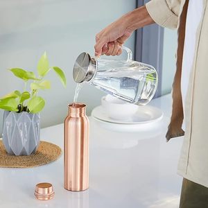 Bouteille d'eau en cuivre martelé moderne Isolation thermique à boire directe pour adultes Vente en gros Gym Voyage Utiliser de l'eau bouillante - Product Image 1