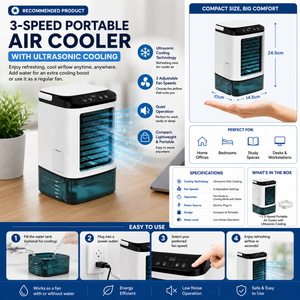 Aire Acondicionado Portátil Personal con Ventilador de Enfriamiento Ultrasónico, Fuente de Alimentación AC/Batería/USB/DC para Uso en Habitaciones y Automóviles, con WiFi - Product Image 2