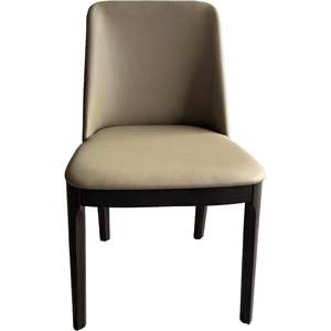 Sillas de Comedor Modernas Tapizadas en Beige (Juego de 2) con Estructura de Madera Oscura y Acabado en Cuero PU - Product Image 3