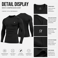 Chemise de compression pour homme, coupe musclée, pour la musculation, la course à pied, manches longues, thermique, extensible dans 4 directions, logo personnalisé, OEM, ODM, marque privée