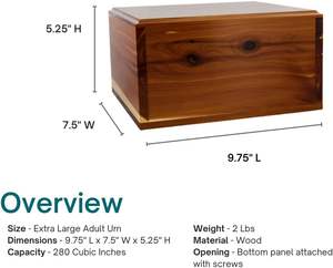 Urnas conmemorativas de cremación para cenizas humanas, caja de urnas de madera para adultos, hombres y mujeres, urna de cremación de cedro para cenizas, madera de cedro - Product Image 4