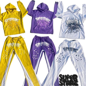 Survêtement évasé survêtement lavé à l'acide pour hommes personnalisé tarif de gros imprimé lavé à l'acide évasé survêtement et ensemble de sweat à capuche - Product Image 2