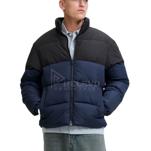 Blouson matelassé personnalisé OEM pour homme, imperméable, coupe-vent, à capuche, pour le printemps, style universitaire, streetwear, moto, en duvet de canard - Product Image 1