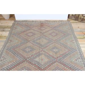 Tapis de 5,4 x 11,8 pieds, tapis turc Kilim, tapis géométrique vintage en laine verte - Product Image 4