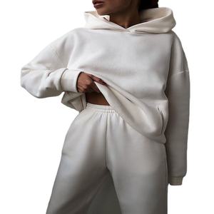 Conjunto de Sudadera con Capucha para Mujer, 500 g/m², Venta al por Mayor de Fábrica, Personalizado, Tallas Grandes, Grueso, Liso, Chándal de Otoño con Posición para Logotipo Frontal - Product Image 5