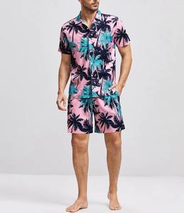 Haute qualité été hommes chemise de plage hawaïenne ensemble deux pièces avec short en flanelle taille 6XL imprimé t-shirts hawaïens - Product Image 3