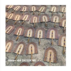 Natural Color Traditional Seagrass Raffia Fan <b>Bamboo</b> <b>Crafts</b> Hand-Palm Leaf Straw Woven Summer Fans - Product Image 4