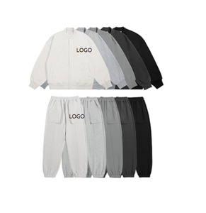 Ensembles de survêtements de jogging avec logo personnalisé pour hommes ensemble de sweat à capuche avec fermeture éclair survêtement de pyjama avec poche survêtements confortables - Product Image 6