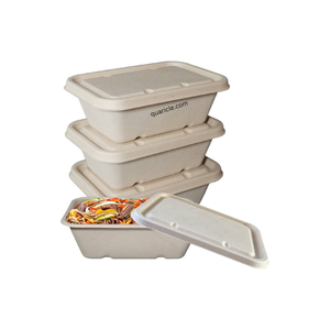 Tapa de ensaladera desechable ovalada de 500ml, fibra de bagazo de caña de azúcar personalizada Natural 100% compostable para restaurantes, bares, fiestas - Product Image 6