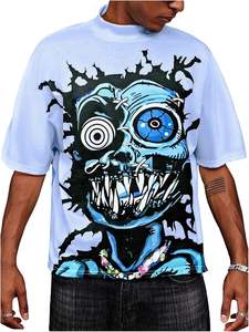 Camiseta con estampado personalizado Unisex, Camiseta holgada con estampado gráfico, camiseta gráfica de gran tamaño, ropa de calle, Camiseta con estampado de calavera para hombres y mujeres - Product Image 6