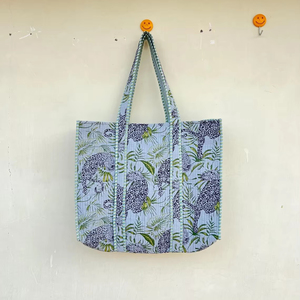 Sacs de marché matelassés en coton indien faits à la main imprimés en blocs pour faire du shopping sacs fourre-tout en coton et sacs Jhola - Product Image 1