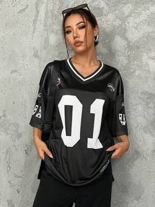 Col en V personnalisé surdimensionné maille T-shirts respirant unisexe personnalisé Sublimation rétro Streetwear T-shirts vente en gros hommes T-shirts - Product Image 6