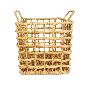 Panier de rangement rond en bambou rotin jonc de mer fait à la main avec doublure en coton lavable Solution de stockage écologique - Product Image 1