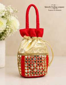 Bolso de Mano Étnico de Satén con Cordón, Bolsa Pequeña Bordada con Lentejuelas para Regalo de Boda o Fiesta - Product Image 1