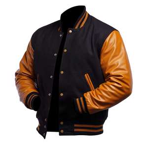 Chaqueta Varsity Personalizada 2026 para Hombre, con Cuello Alto de Lana, Exterior Transpirable de Nailon/Algodón, Bordada, Informal de Invierno, Estilo Universitario - Product Image 1