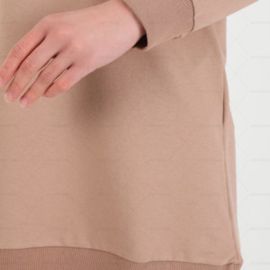 Ensemble de vêtements 2 pièces pour femmes musulmanes, automne-hiver, écologique, 100% coton, polaire épais, chaud, uni, manches longues, sweat-shirt - Product Image 3