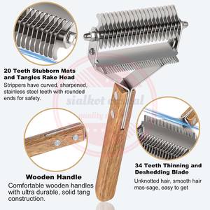 Undercoat Denatting Rake Comb <b>for</b> <b>Dogs</b> Cats with Wooden Handle\ High Quality <b>Deshedding</b> Grooming <b>Tools</b> - Product Image 4