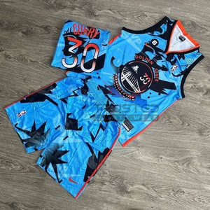 Uniformes de basket-ball imprimés 100% polyester à séchage rapide, maillots respirants pour hommes, personnalisables avec le nom de l'équipe, style vierge, service OEM - Product Image 2