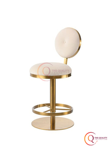 Chaise rembourrée ronde chic et moderne avec cadre en métal doré, élégante pour bar à la maison ou espaces de vie d'hôtel - Product Image 3